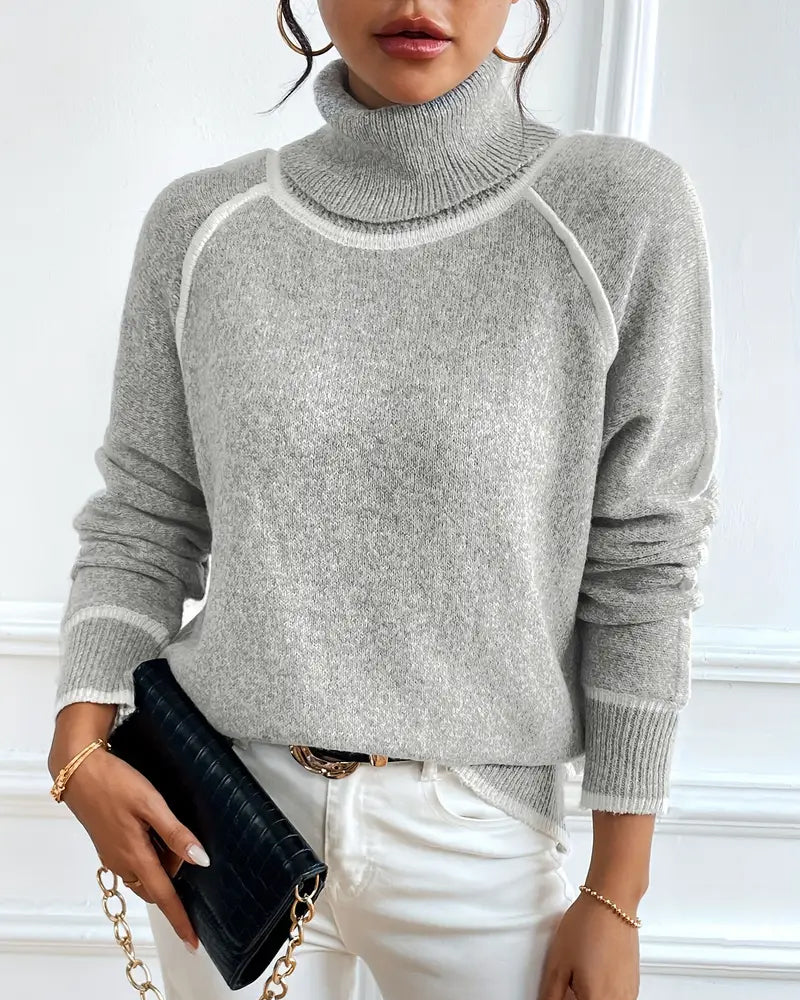 Pullover Damen mit Stehkragen und modischem Design - 3 - Annoboutique