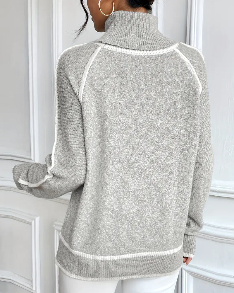 Pullover Damen mit Stehkragen und modischem Design - 6 - Annoboutique