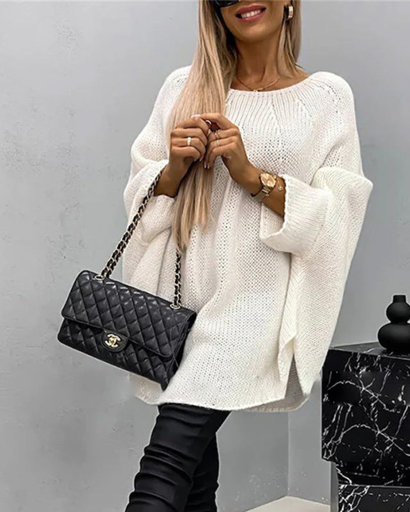 Pullover Damen mit weitem Schnitt und Rundhalsausschnitt – lässige Eleganz - 1 - Annoboutique