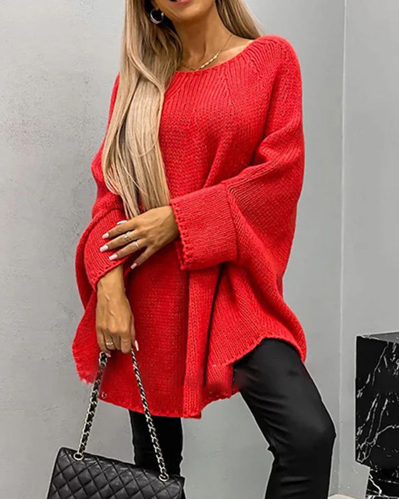 Pullover Damen mit weitem Schnitt und Rundhalsausschnitt – lässige Eleganz - 2 - Annoboutique