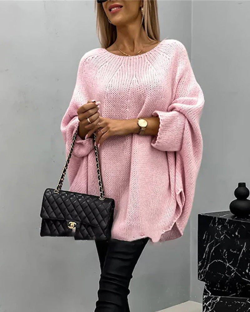 Pullover Damen mit weitem Schnitt und Rundhalsausschnitt – lässige Eleganz - 6 - Annoboutique