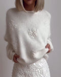 Pullover Damen mit floralem Design und Rundhalsausschnitt - 1 - Annoboutique