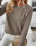 Pullover Damen mit Raglanärmeln und Knopfdetails - 1 - Annoboutique