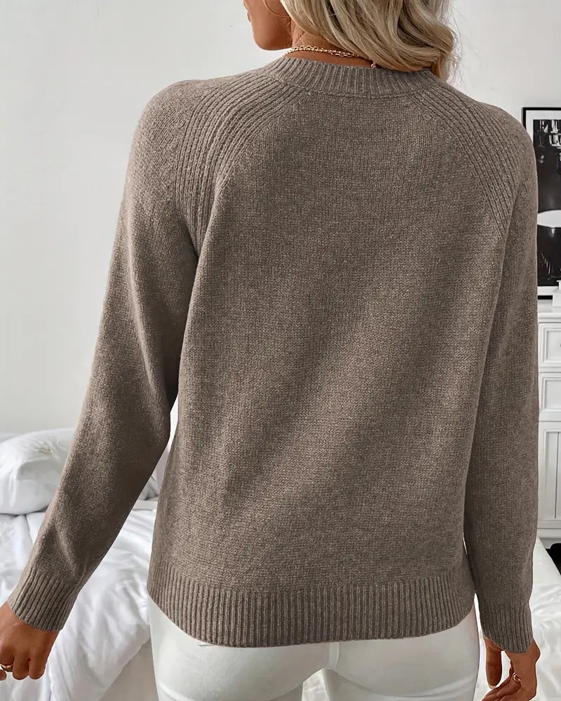 Pullover Damen mit Raglanärmeln und Knopfdetails - 3 - Annoboutique