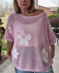 Pullover Damen mit Blumenmuster und lockerer Passform - 1 - Annoboutique