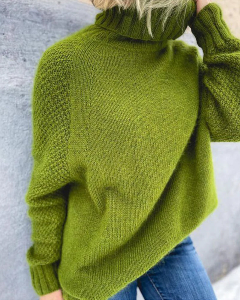 Pullover Damen mit hohem Kragen und lässigem Schnitt - 1 - Annoboutique