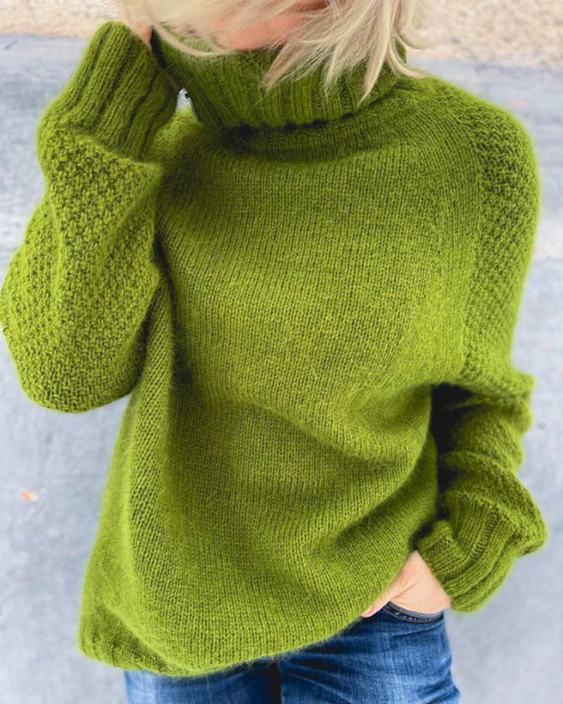 Pullover Damen mit hohem Kragen und lässigem Schnitt - 2 - Annoboutique