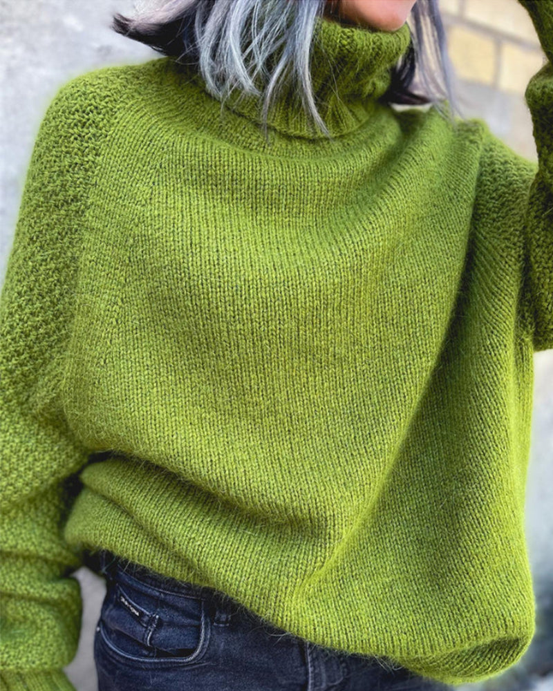 Pullover Damen mit hohem Kragen und lässigem Schnitt - 3 - Annoboutique