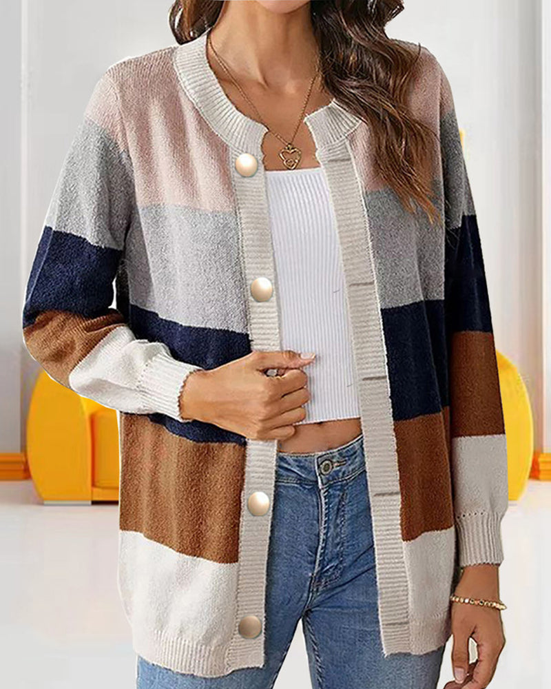 Cardigan Damen mit Knopfdetails in Pastellfarben und langen Ärmeln - 3 - Annoboutique