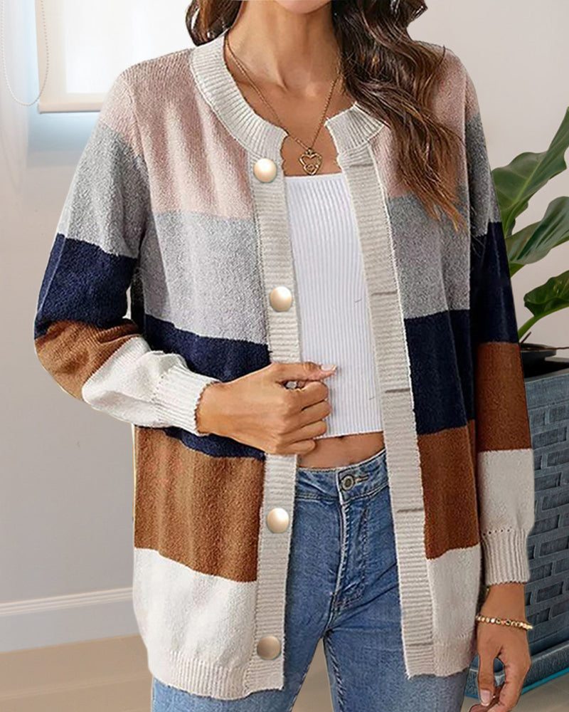 Cardigan Damen mit Knopfdetails in Pastellfarben und langen Ärmeln - 7 - Annoboutique