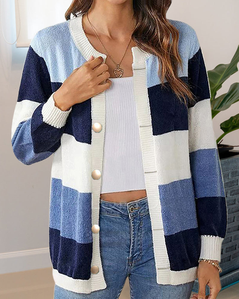 Cardigan Damen mit Knopfdetails in Pastellfarben und langen Ärmeln - 8 - Annoboutique