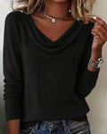 Damen Pullover mit Wasserfall-Ausschnitt und langen Ärmeln - 1 - Annoboutique