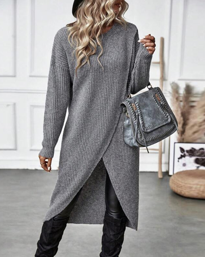 Wickelkleid Damen mit langen Ärmeln und A-Linie - 3 - Annoboutique