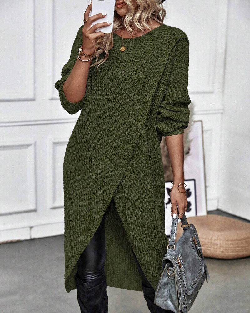 Wickelkleid Damen mit langen Ärmeln und A-Linie - 7 - Annoboutique