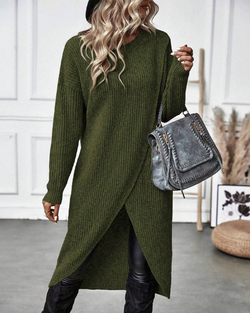 Wickelkleid Damen mit langen Ärmeln und A-Linie - 10 - Annoboutique