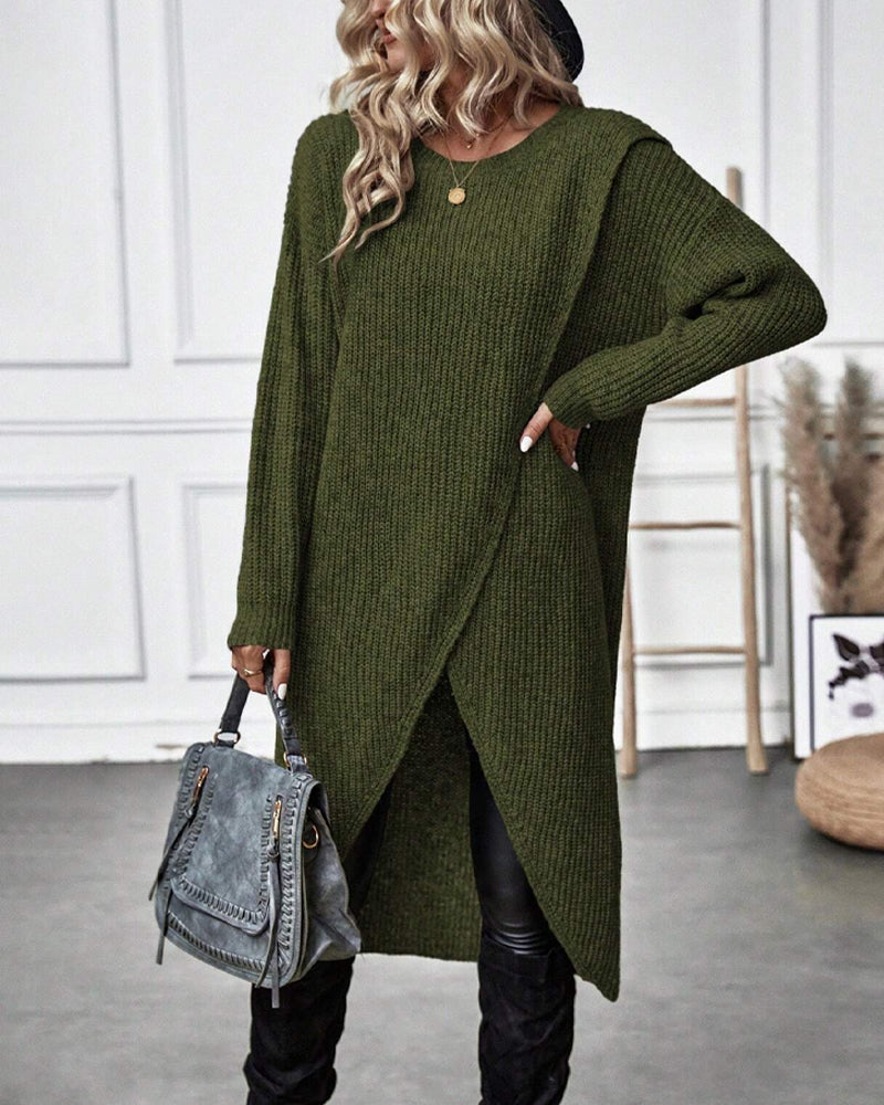 Wickelkleid Damen mit langen Ärmeln und A-Linie - 12 - Annoboutique