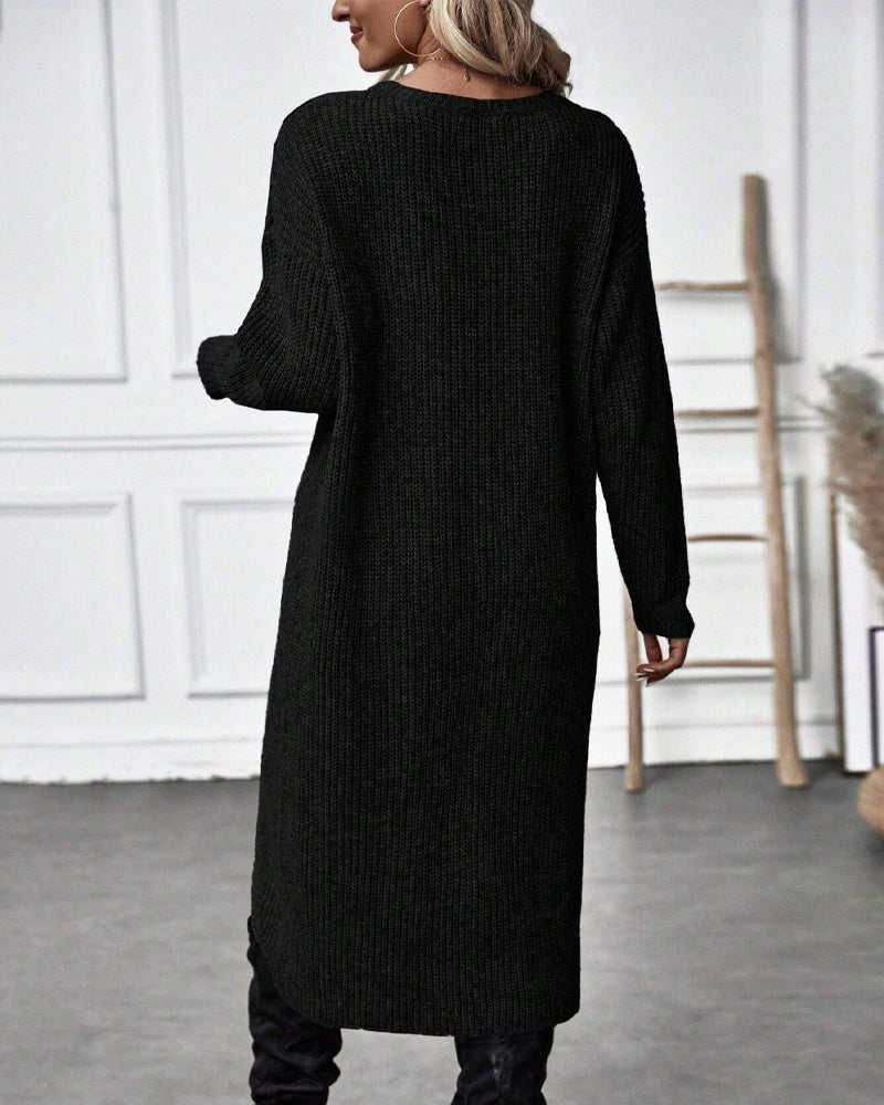 Wickelkleid Damen mit langen Ärmeln und A-Linie - 14 - Annoboutique