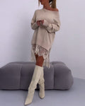 Wickelkleid Damen mit Off-Shoulder-Ausschnitt und Spitze - 1 - Annoboutique