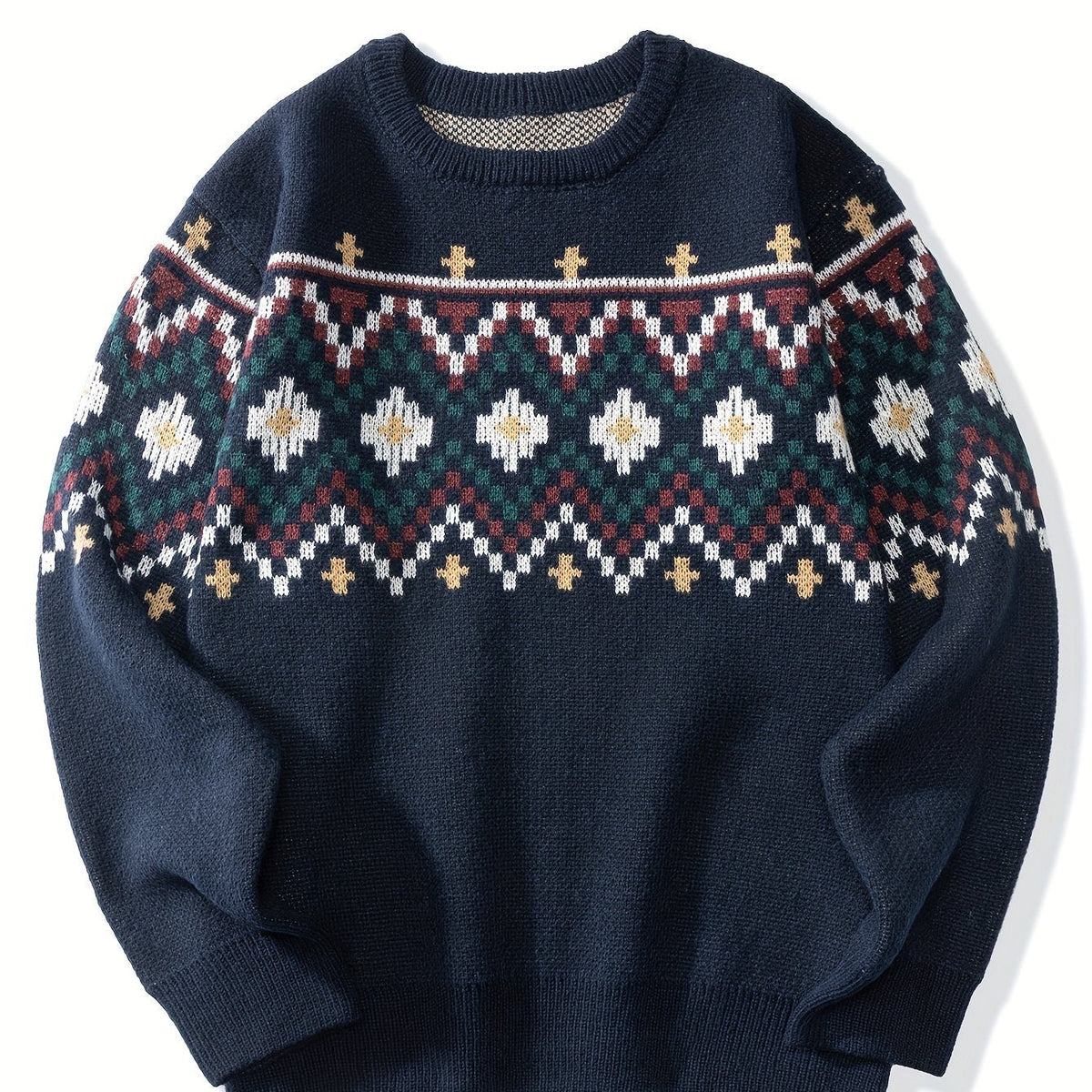 Klassischer Pullover Damen mit lässigem Schnitt und grafischem Muster - 1 - Annoboutique