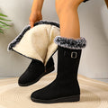 Schwarze Damenstiefel mit Kunstfellkragen und praktischem Reißverschluss - 1 - Annoboutique