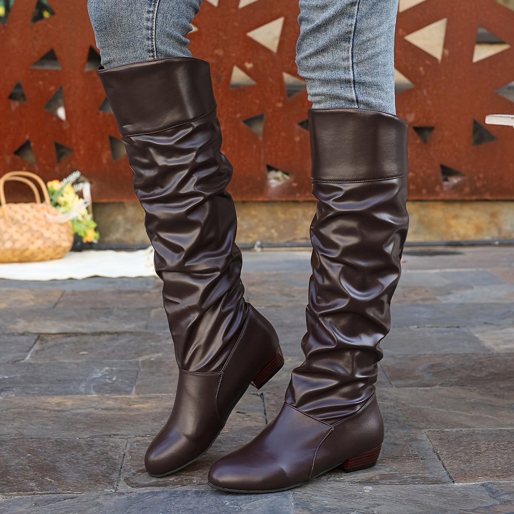 Modische Damen Stiefel mit kniehohem Schnitt und modernem Schlauchdesign - 3 - Annoboutique