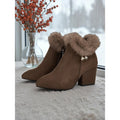 Stiefeletten Damen mit Kunstfellkragen und blockiertem Absatz - 1 - Annoboutique