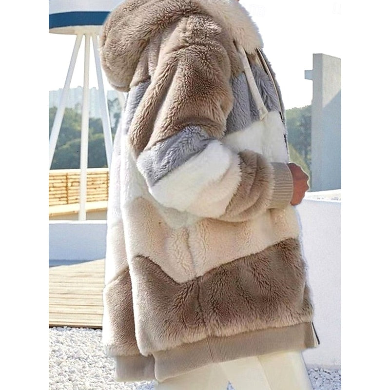 Damen Jacke mit Kapuze in modernem Farbblock-Design und Reißverschluss - 4 - Annoboutique