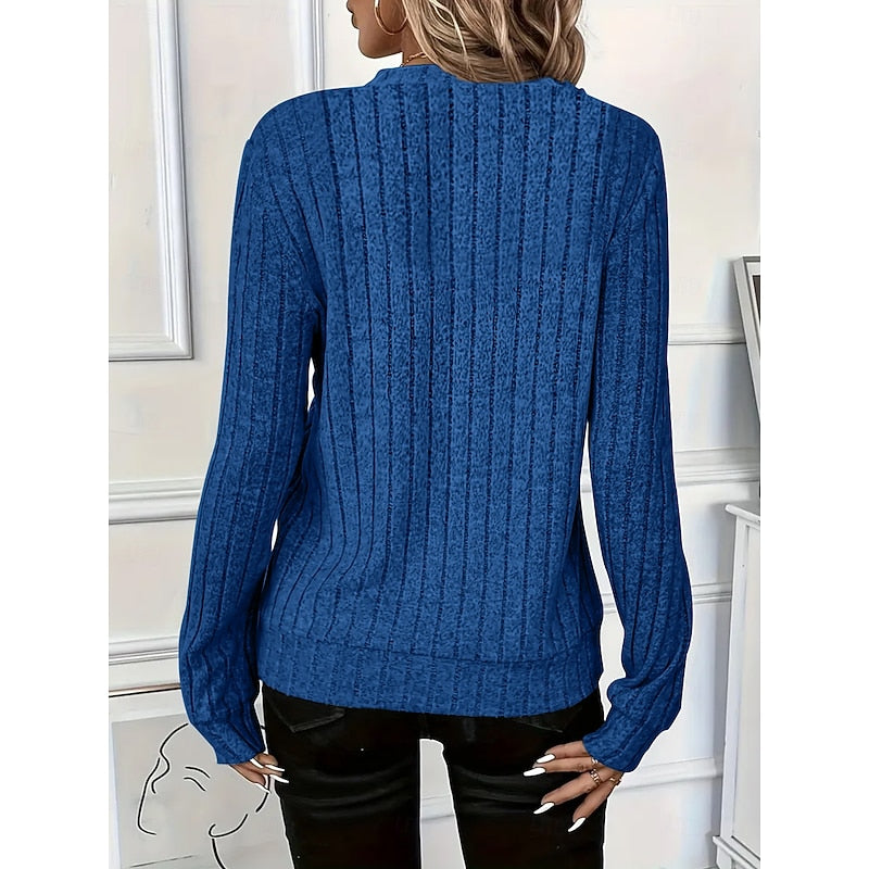 Pullover Damen mit Stehkragen und Reißverschluss, langarm - 2 - Annoboutique