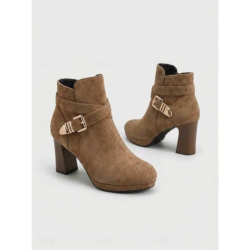 Stiefeletten Damen mit Blockabsatz und dekorativer Schnalle - 2 - Annoboutique