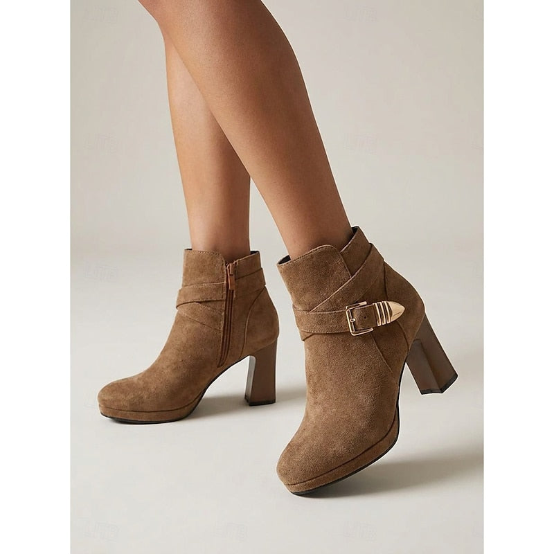 Stiefeletten Damen mit Blockabsatz und dekorativer Schnalle - 5 - Annoboutique
