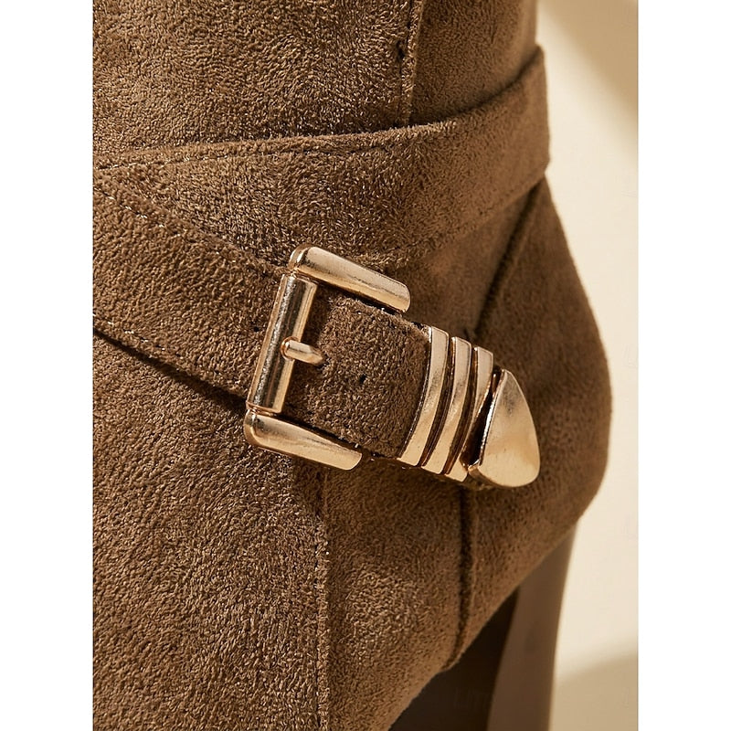 Stiefeletten Damen mit Blockabsatz und dekorativer Schnalle - 7 - Annoboutique