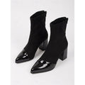 Damen Stiefeletten mit Blockabsatz und glänzender Schuhspitze - 6 - Annoboutique