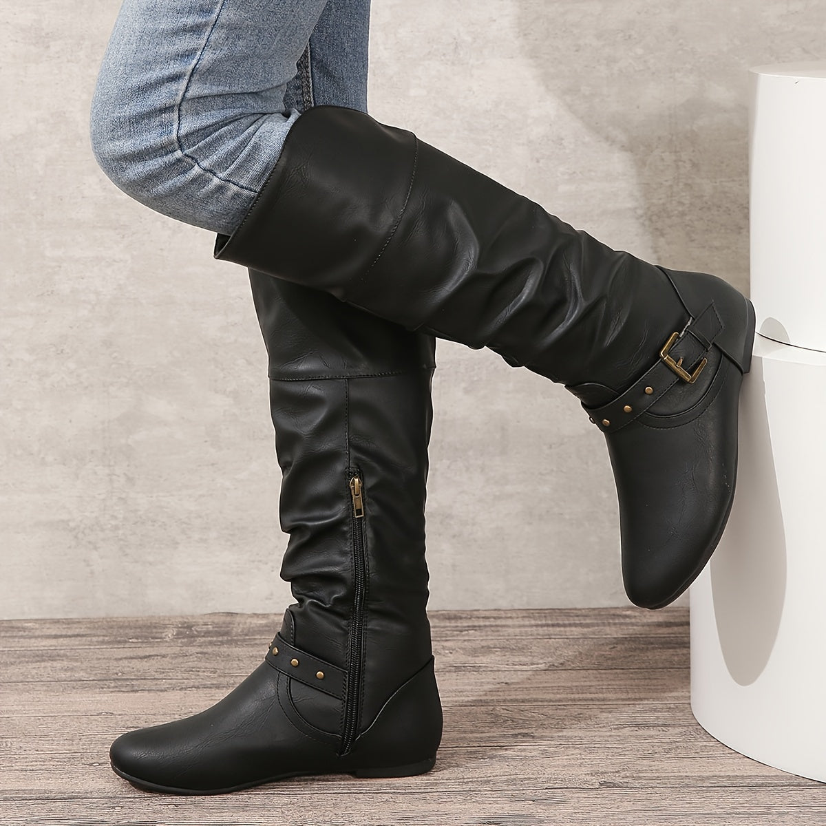 Stiefel Damen mit Wickeldesign und seitlichem Reißverschluss - 5 - Annoboutique