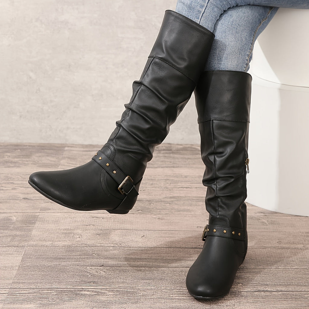 Stiefel Damen mit Wickeldesign und seitlichem Reißverschluss - 8 - Annoboutique