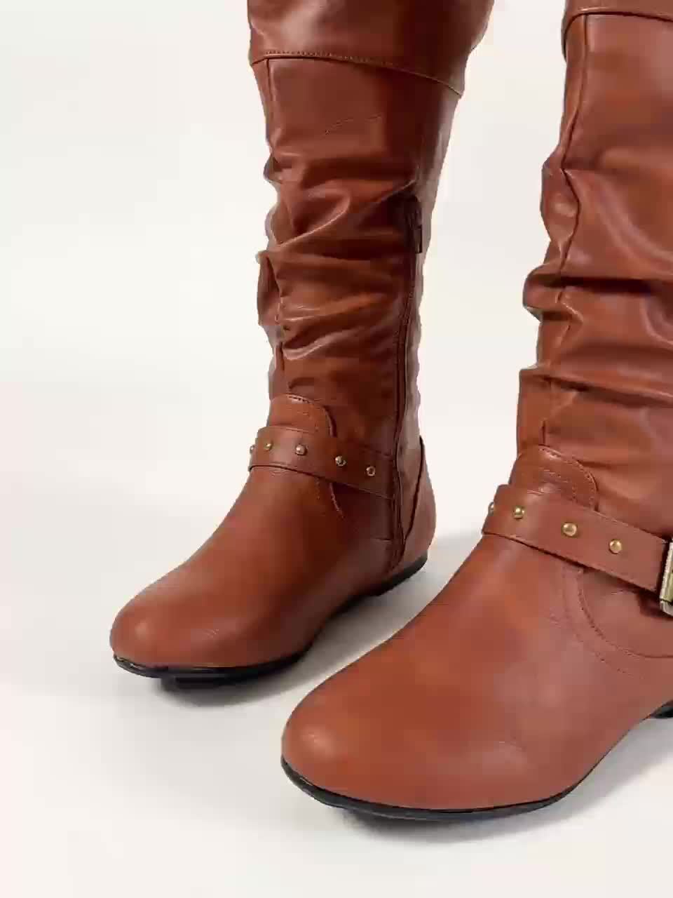 Stiefel Damen mit Wickeldesign und seitlichem Reißverschluss - 13 - Annoboutique