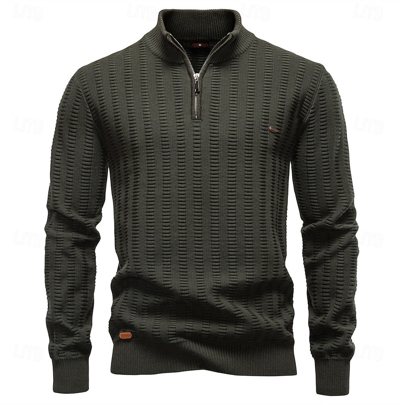 Eleganter Pullover Damen mit Stehkragen und Reißverschluss - 1 - Annoboutique