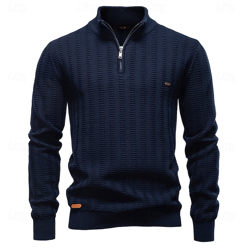 Eleganter Pullover Damen mit Stehkragen und Reißverschluss - 10 - Annoboutique