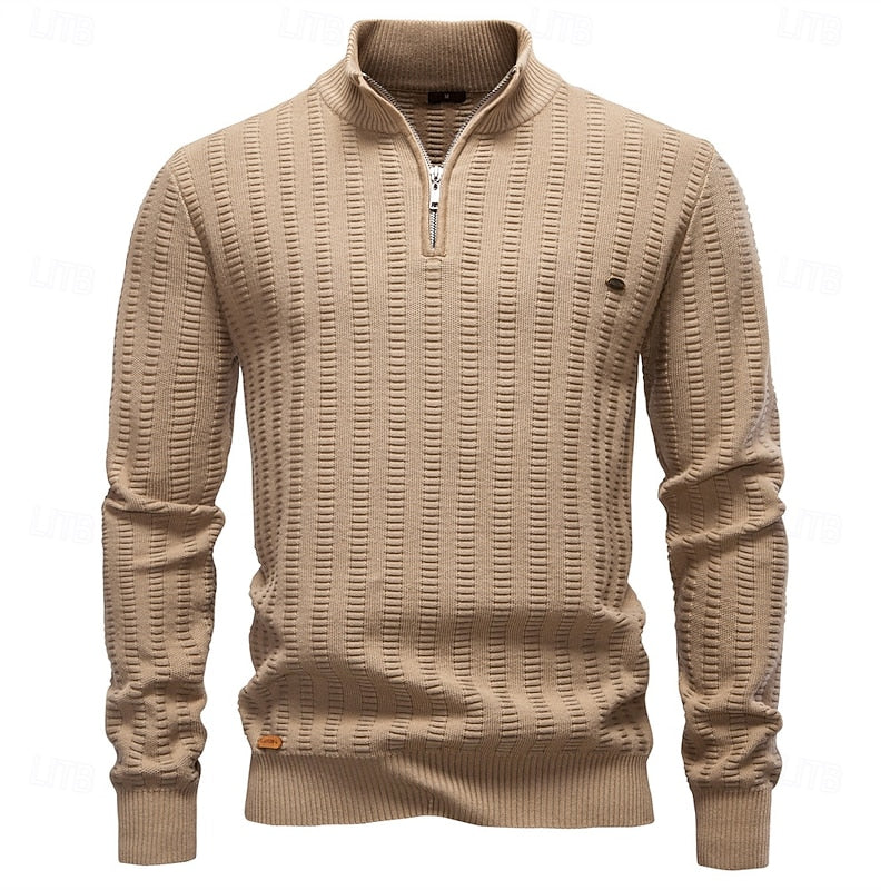 Eleganter Pullover Damen mit Stehkragen und Reißverschluss - 15 - Annoboutique