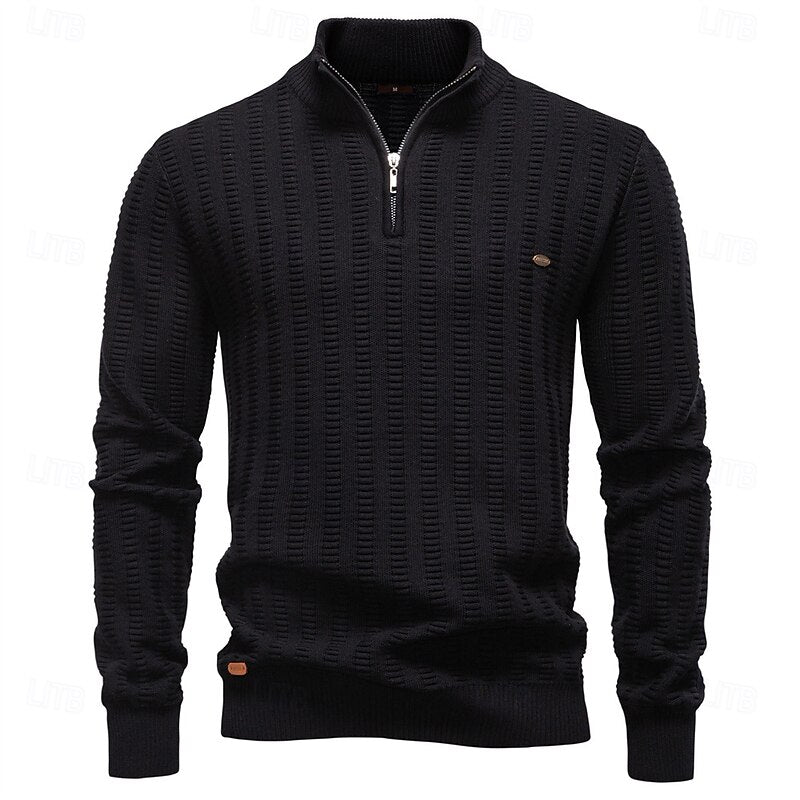 Eleganter Pullover Damen mit Stehkragen und Reißverschluss - 16 - Annoboutique