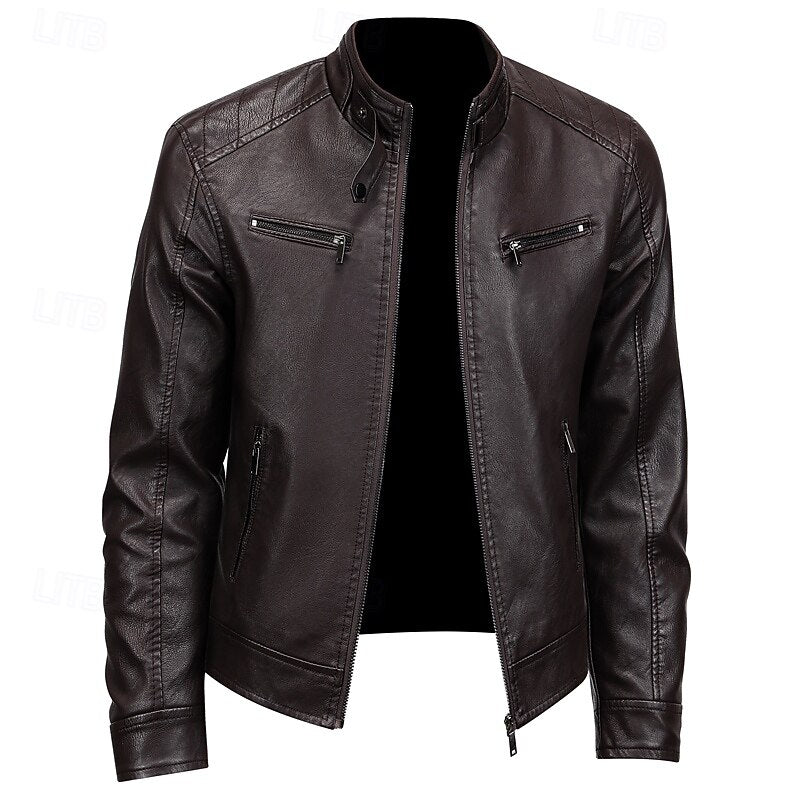 Damen Bikerjacke mit Stehkragen und Reißverschlusstaschen - 1 - Annoboutique