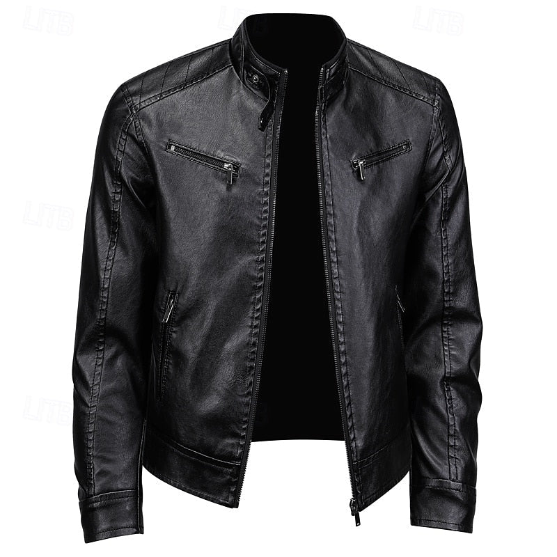 Damen Bikerjacke mit Stehkragen und Reißverschlusstaschen - 2 - Annoboutique