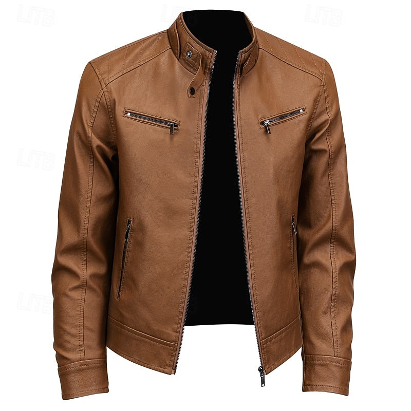 Damen Bikerjacke mit Stehkragen und Reißverschlusstaschen - 4 - Annoboutique