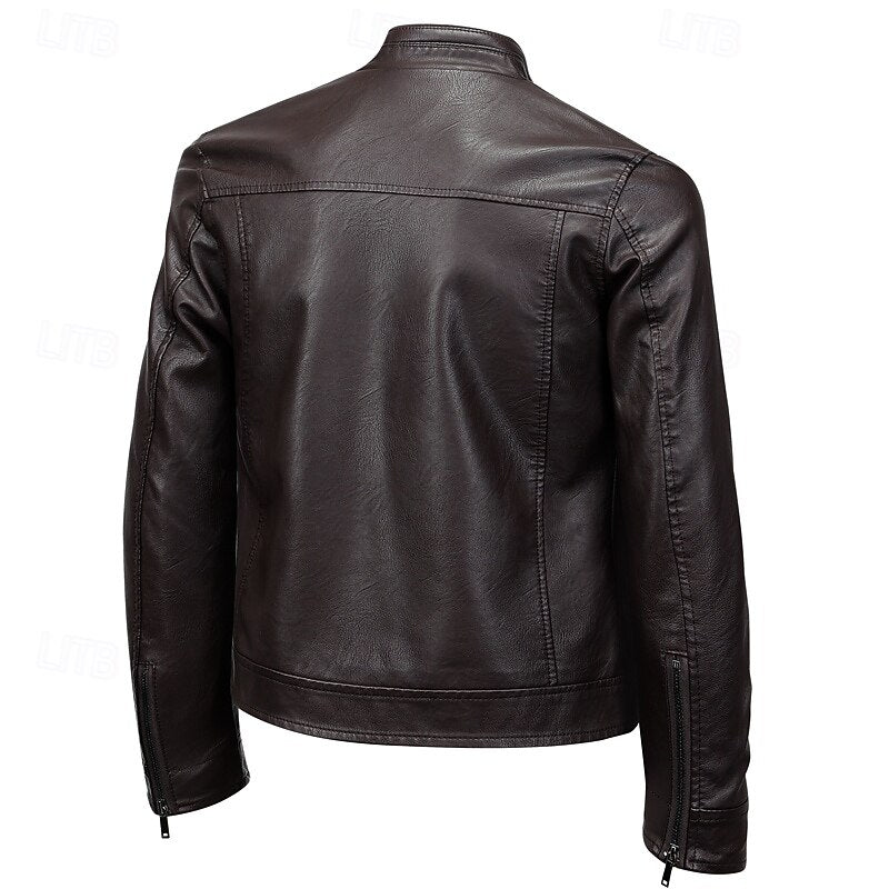 Damen Bikerjacke mit Stehkragen und Reißverschlusstaschen - 5 - Annoboutique