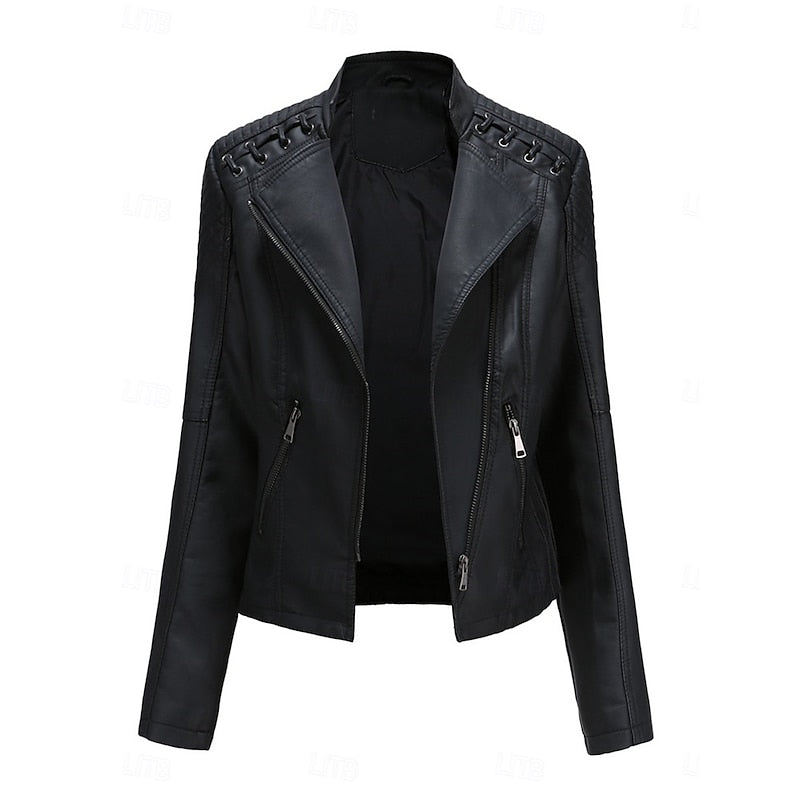 Damen Bikerjacke taillierter Schnitt mit eleganten Nähte - 1 - Annoboutique