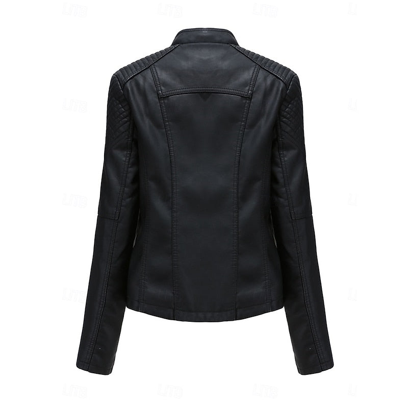 Damen Bikerjacke taillierter Schnitt mit eleganten Nähte - 2 - Annoboutique