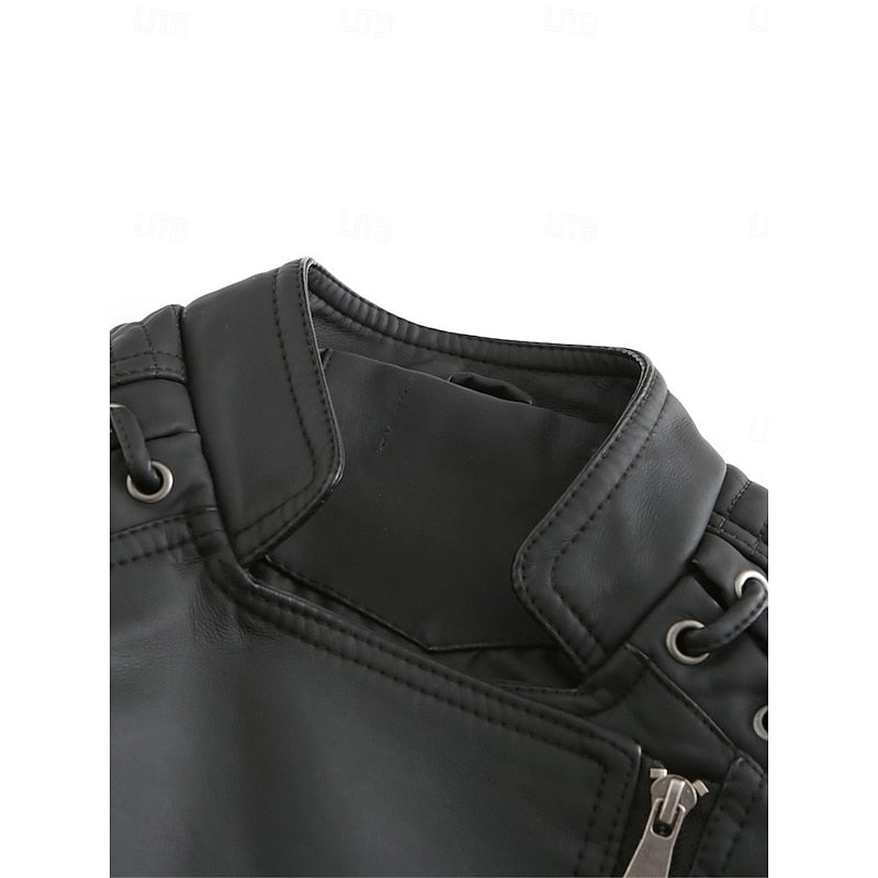Damen Bikerjacke taillierter Schnitt mit eleganten Nähte - 7 - Annoboutique