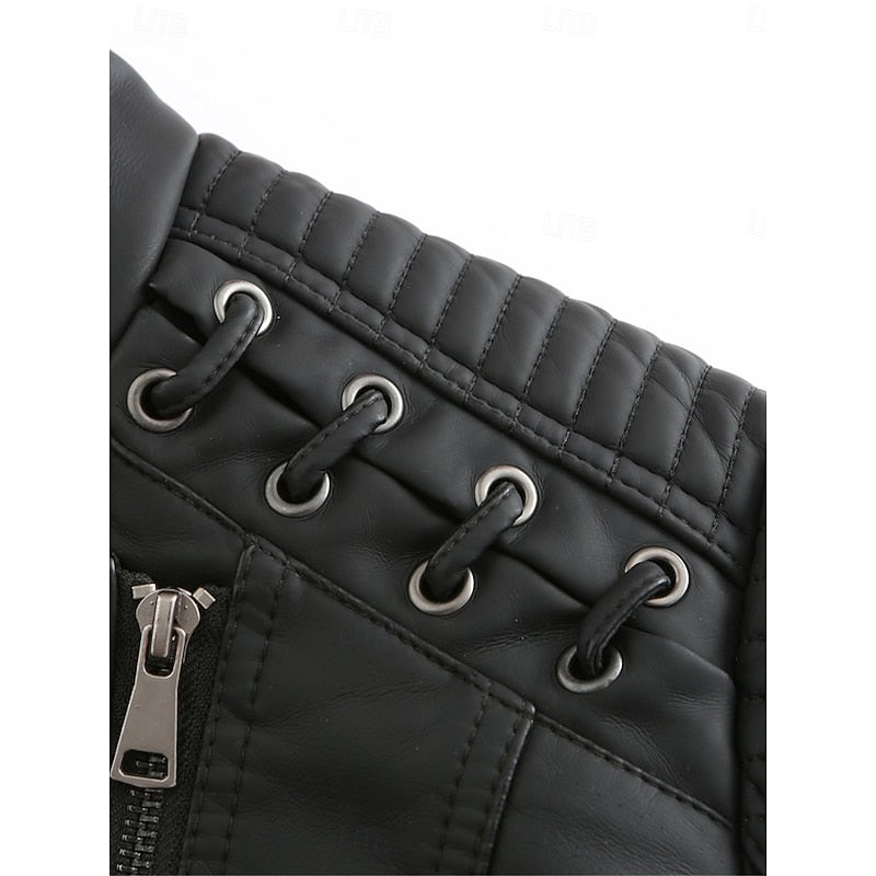 Damen Bikerjacke taillierter Schnitt mit eleganten Nähte - 9 - Annoboutique
