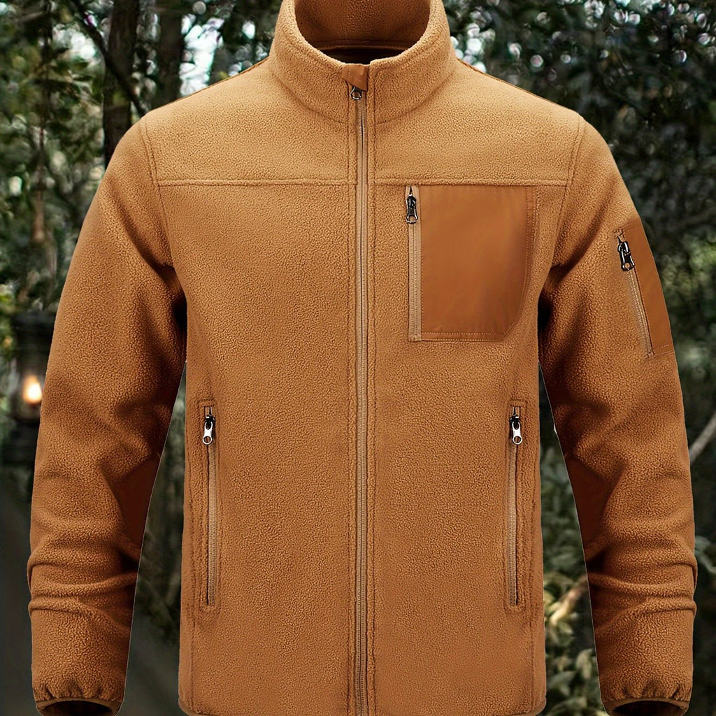 Fleecejacke Herren mit hohem Kragen und praktischen Taschen - 1 - Annoboutique