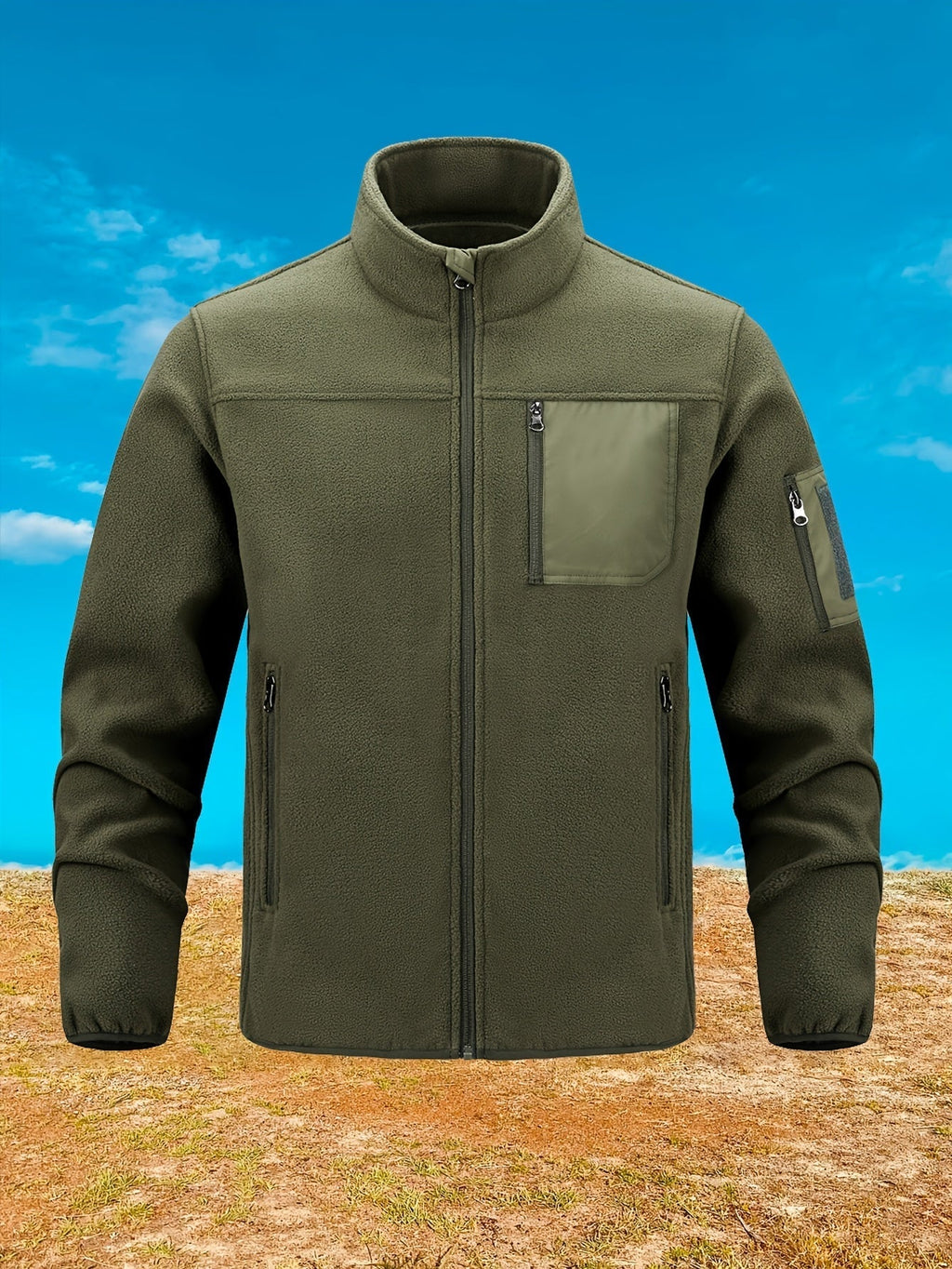 Fleecejacke Herren mit hohem Kragen und praktischen Taschen - 11 - Annoboutique
