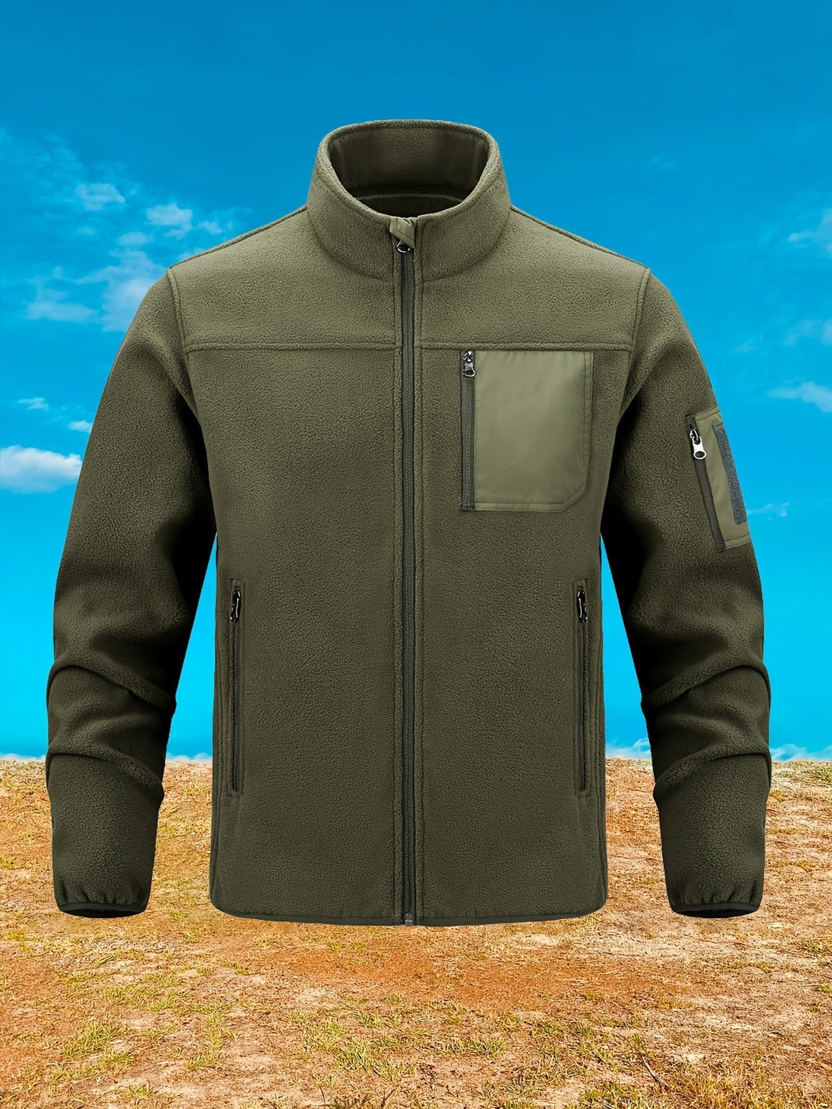 Fleecejacke Herren mit hohem Kragen und praktischen Taschen - 11 - Annoboutique